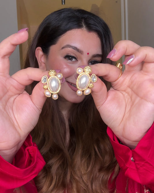 Ayesha Pearl Earrings – 18K Gold Plated