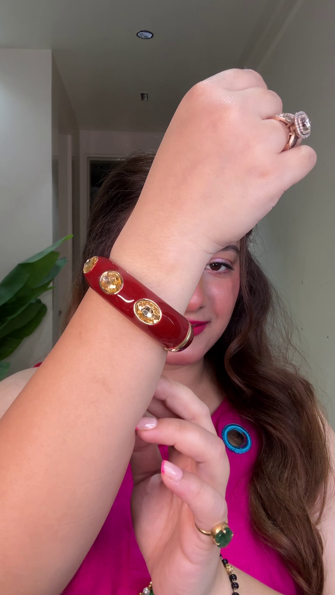 Crimson Ember Bracelet – 18K Gold Plated