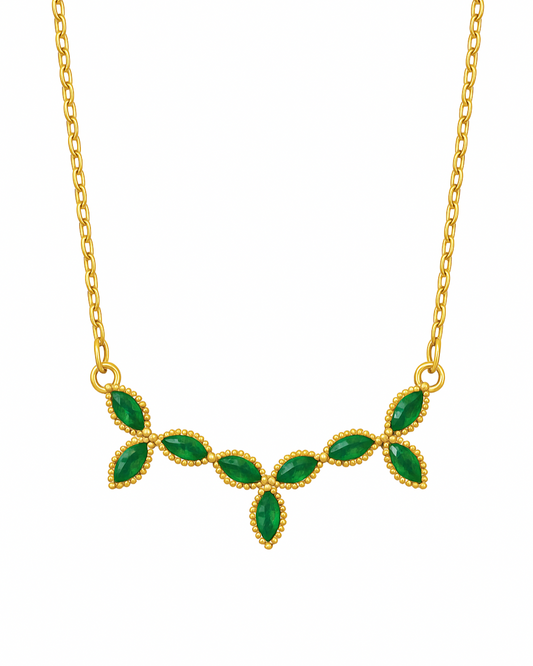 Emerald Bloom Necklace – 18K Gold Plated