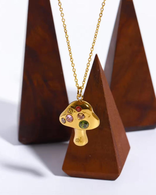 Mystic Mushroom Necklace – 18K Gold Plated