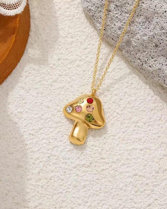 Mystic Mushroom Necklace – 18K Gold Plated