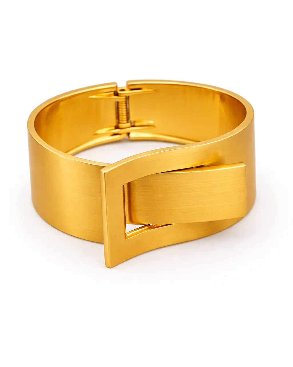 Gold bracelet on a white background