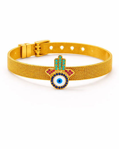Hamsa Hand Belt Bracelet - 18K Gold Plated