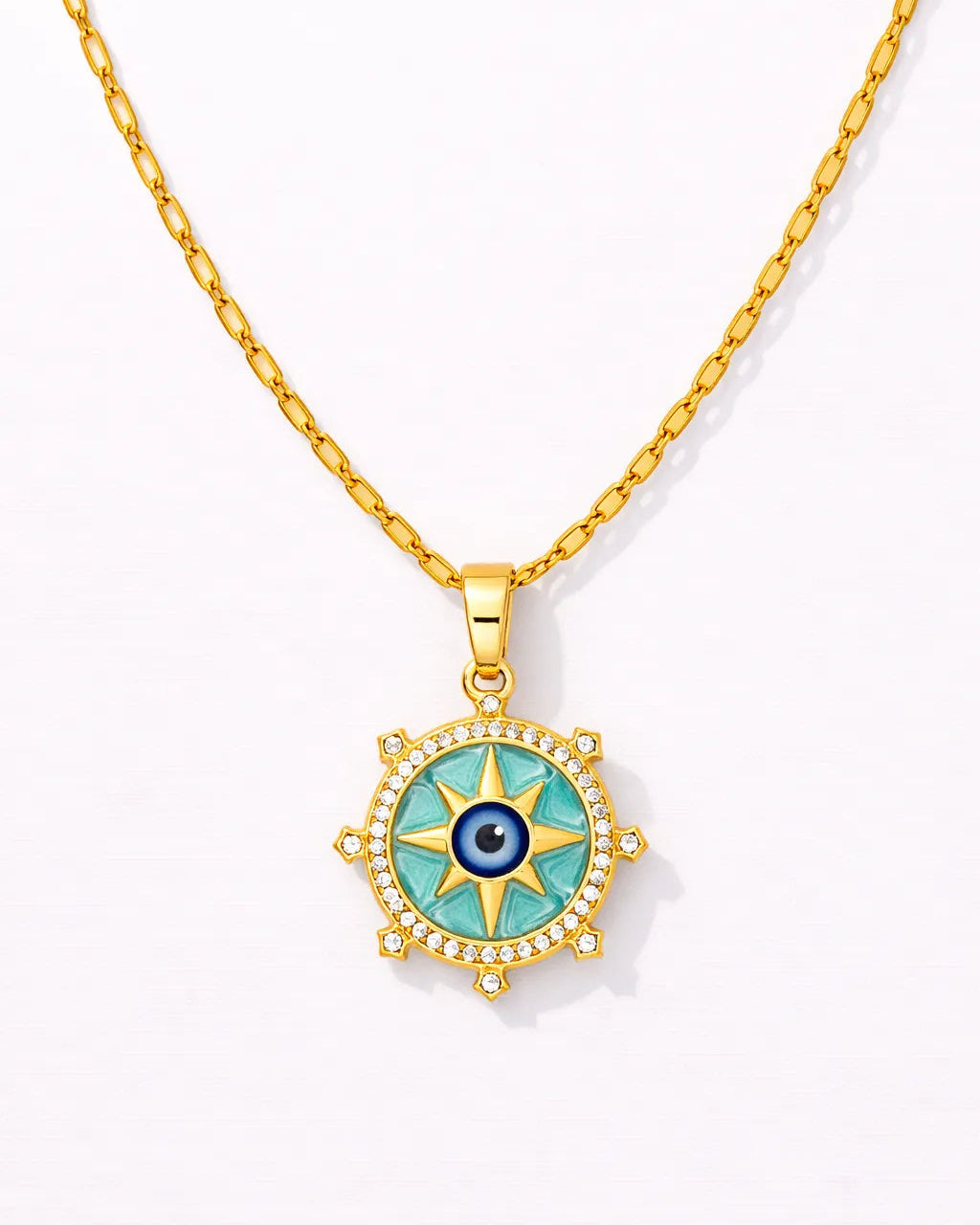 North Star Evil Eye Necklace – 18K Gold Plated
