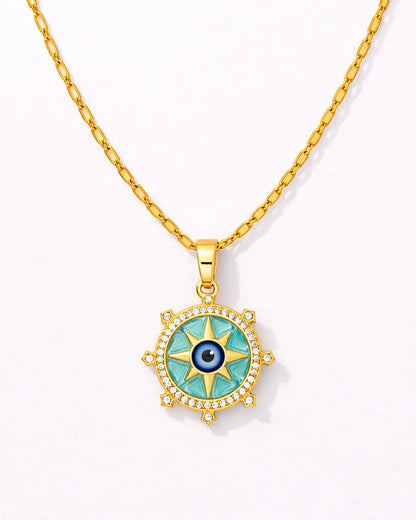 North Star Evil Eye Necklace – 18K Gold Plated