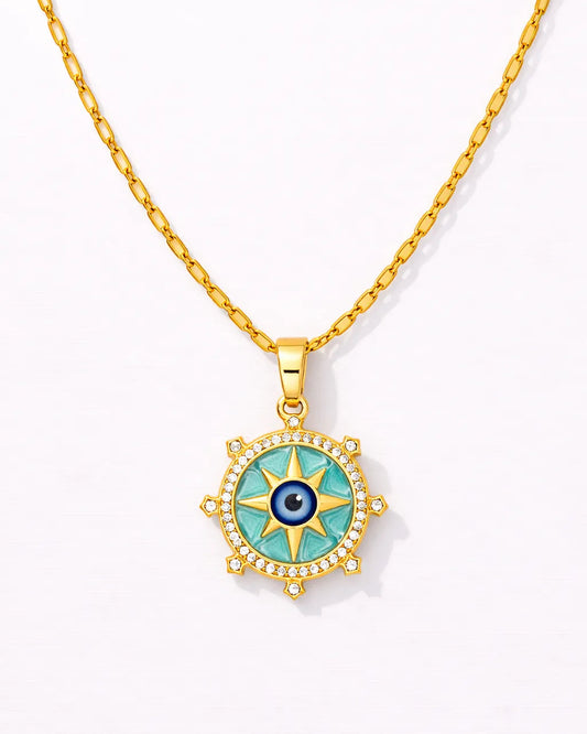 North Star Evil Eye Necklace – 18K Gold Plated