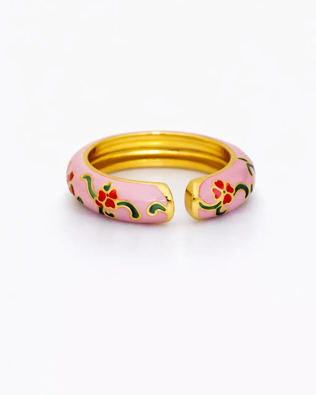 Flora Vine Enamel Adjustable Ring – 18K Gold Plated
