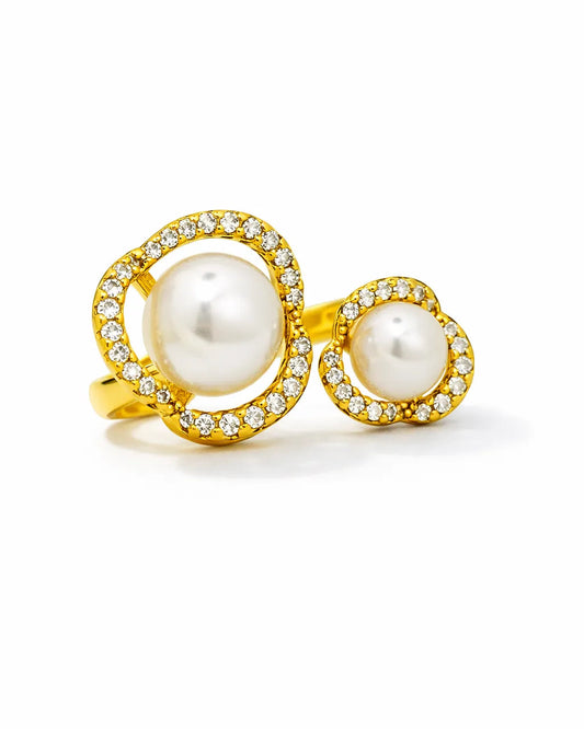 Pearl Elegance Adjustable Ring – 18K Gold Plated