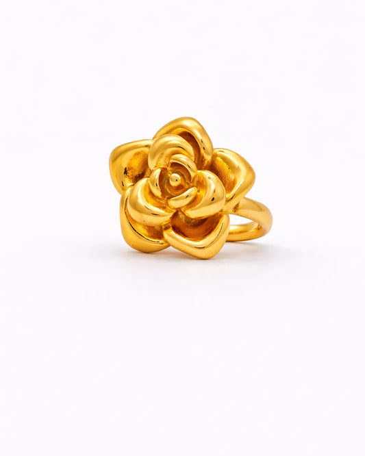 Rosa Bloom Adjustable Ring – 18K Gold Plated