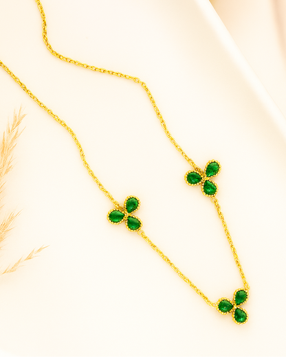 Emerald Petals Necklace – 18K Gold Plated