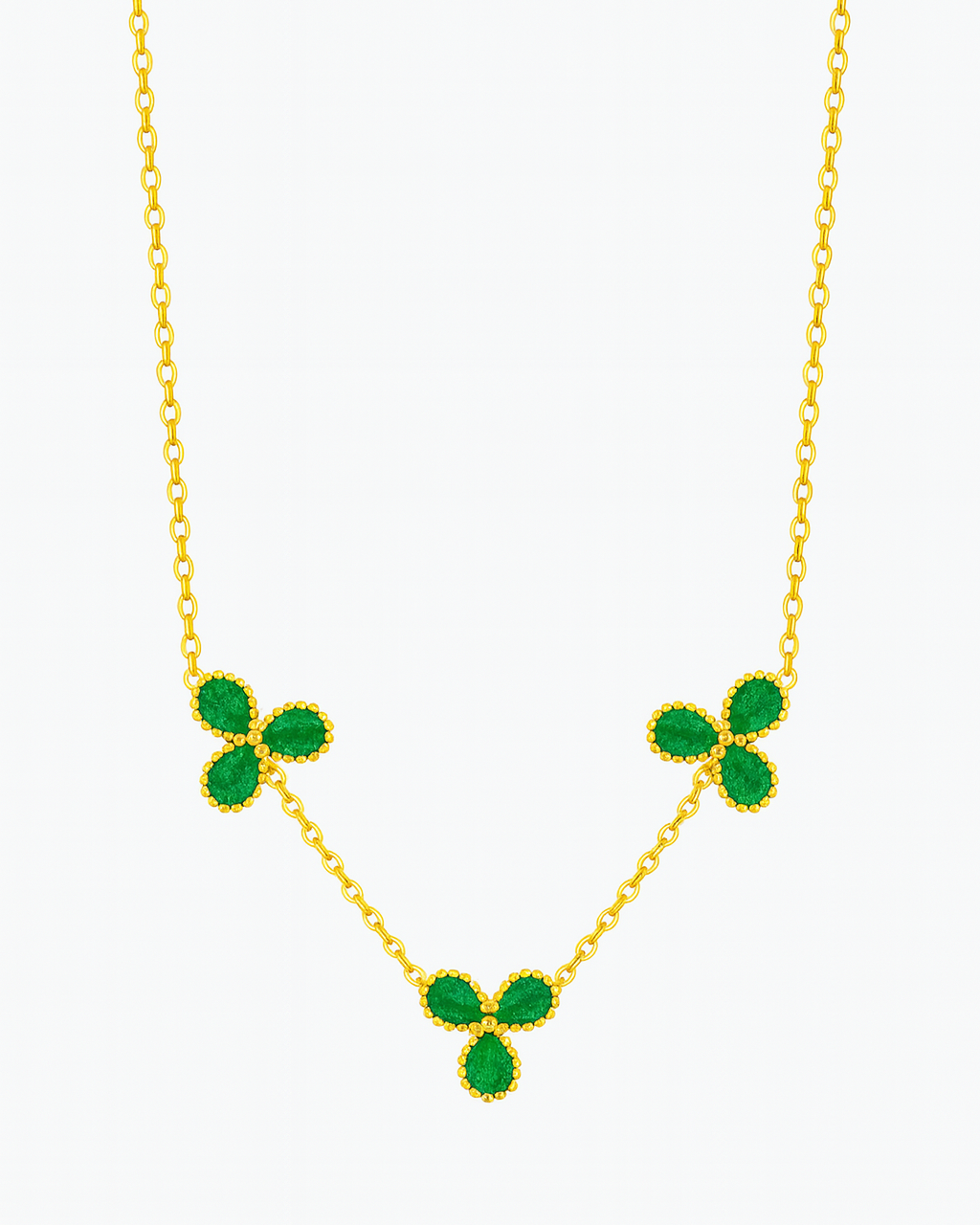 Emerald Petals Necklace – 18K Gold Plated