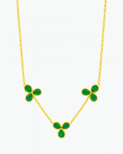 Emerald Petals Necklace – 18K Gold Plated