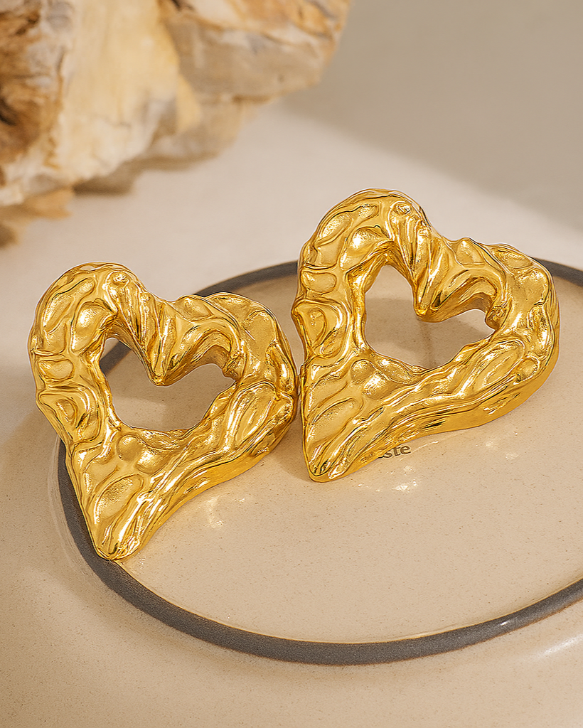 Flame Heart Earrings – 18K Gold Plated