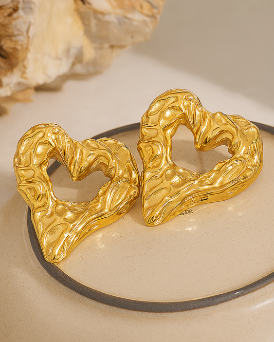 Flame Heart Earrings – 18K Gold Plated