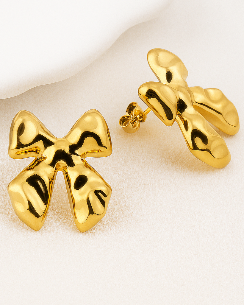 Molten Bow Earrings – 18K Gold Plated