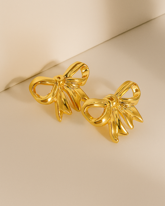 Silken Bow Earrings - 18K Gold Plated
