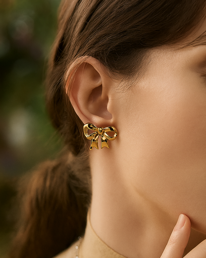 Silken Bow Earrings - 18K Gold Plated