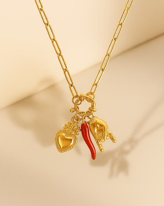 Mirchi Charm Necklace - 18K Gold Plated