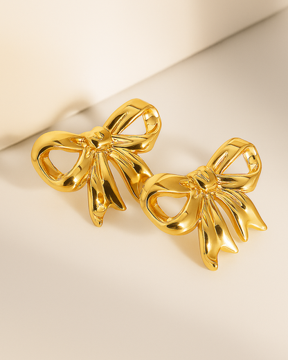 Silken Bow Earrings - 18K Gold Plated