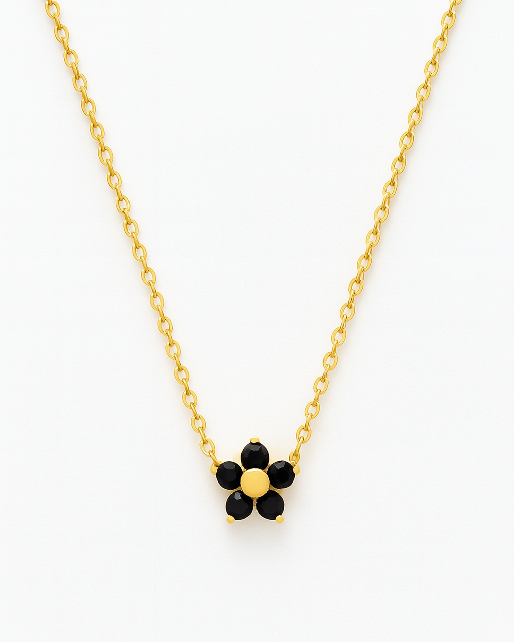 Noir Bloom Necklace – 18K Gold Plated