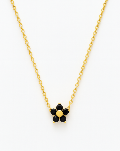 Noir Bloom Necklace – 18K Gold Plated