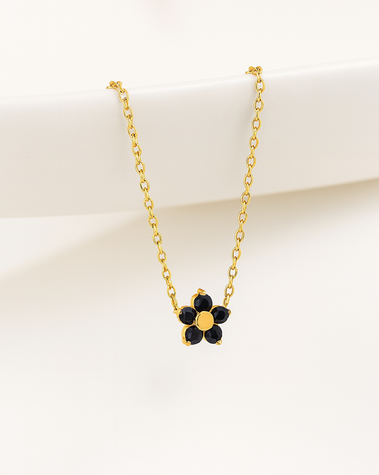 Noir Bloom Necklace – 18K Gold Plated