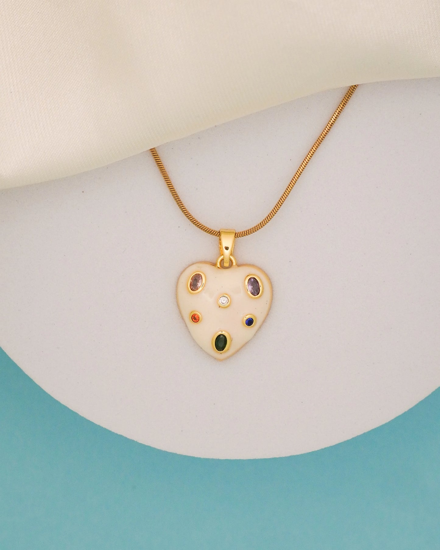 Confetti Heart Necklace – 18K Gold Plated