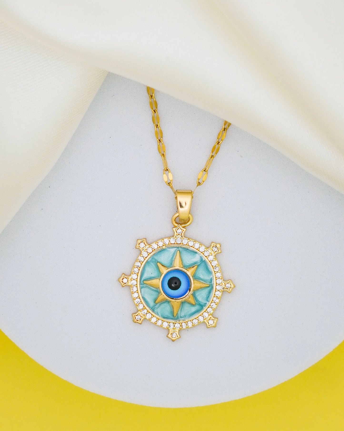 North Star Evil Eye Necklace – 18K Gold Plated