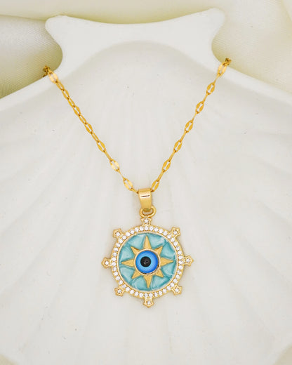 North Star Evil Eye Necklace – 18K Gold Plated