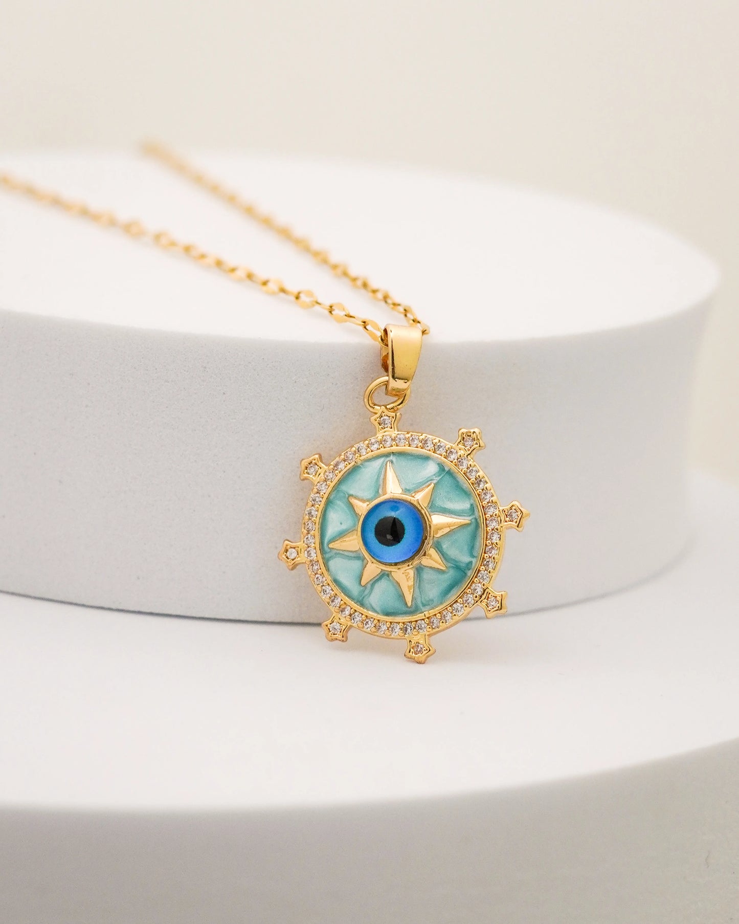 North Star Evil Eye Necklace – 18K Gold Plated