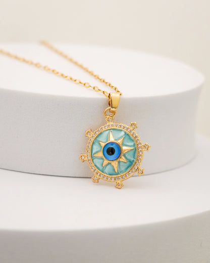 North Star Evil Eye Necklace – 18K Gold Plated