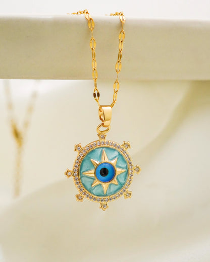 North Star Evil Eye Necklace – 18K Gold Plated