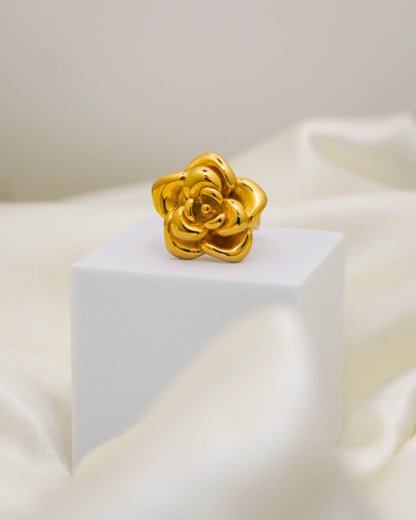 Rosa Bloom Adjustable Ring – 18K Gold Plated