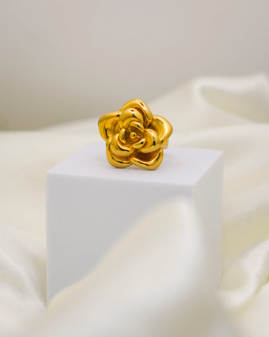 Rosa Bloom Adjustable Ring – 18K Gold Plated