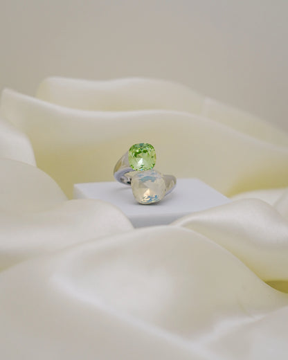 Duo Gemlight Adjustable Ring – Silver Plated