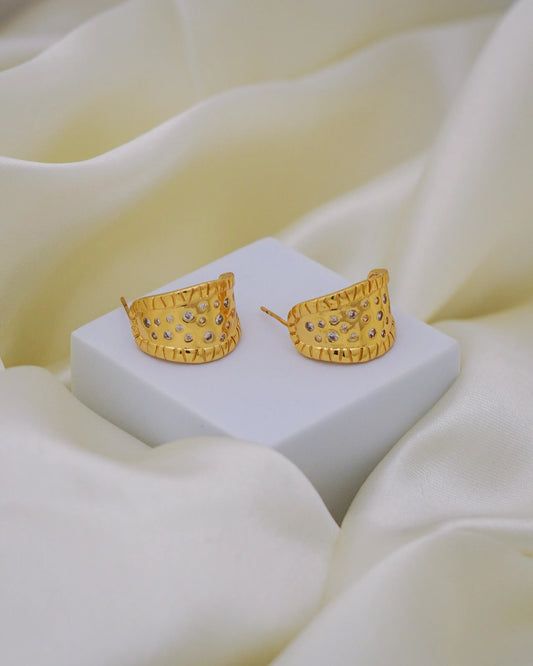 Textura Studded Hoops – 18K Gold Plated