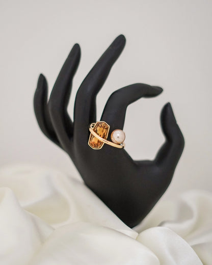 Amber Luxe Adjustable Ring – 18K Gold Plated