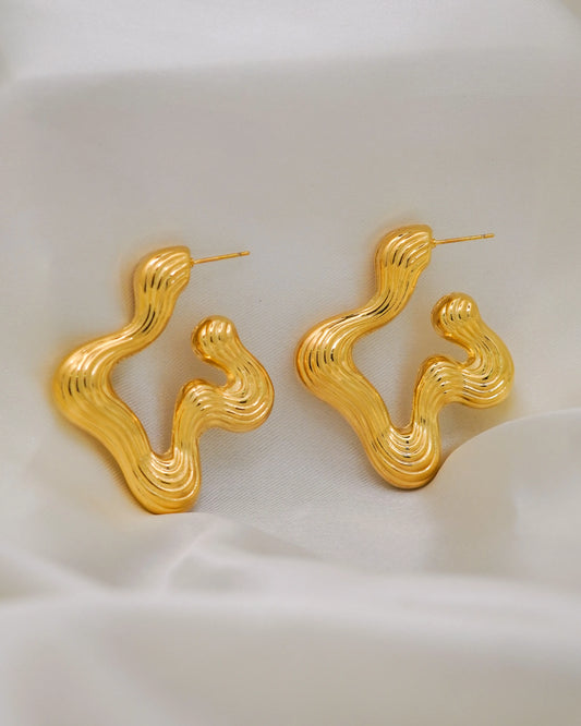 Molten Wave Hoops – 18K Gold Plated