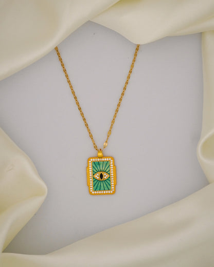 Emerald Eye Necklace – 18K Gold Plated