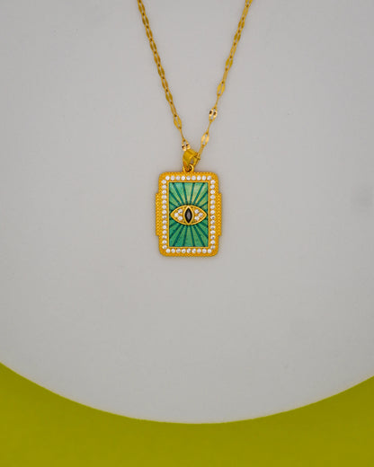 Emerald Eye Necklace – 18K Gold Plated