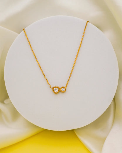Twin Sparkle Pendant Necklace – 18K Gold Plated