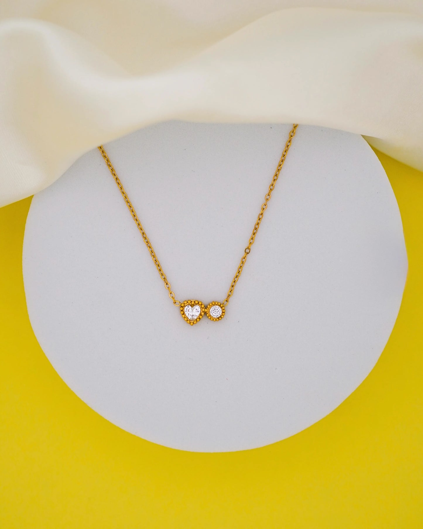 Twin Sparkle Pendant Necklace – 18K Gold Plated