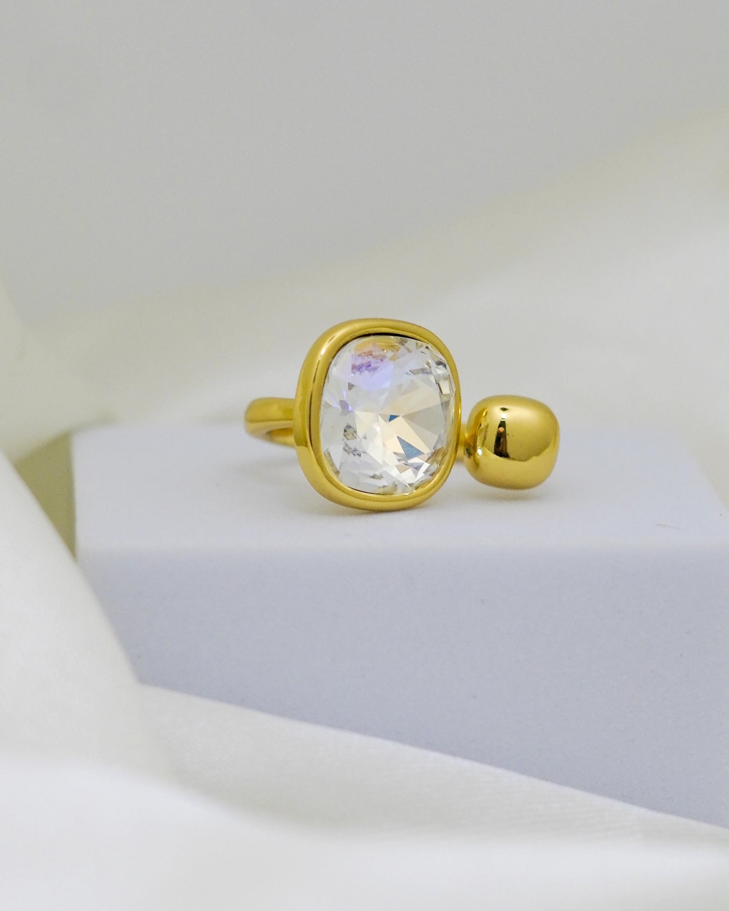 Crystal Glow Adjustable Ring – 18K Gold Plated