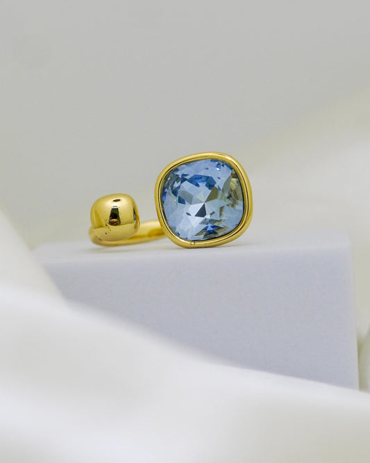 Azure Glow Adjustable Ring – 18K Gold Plated