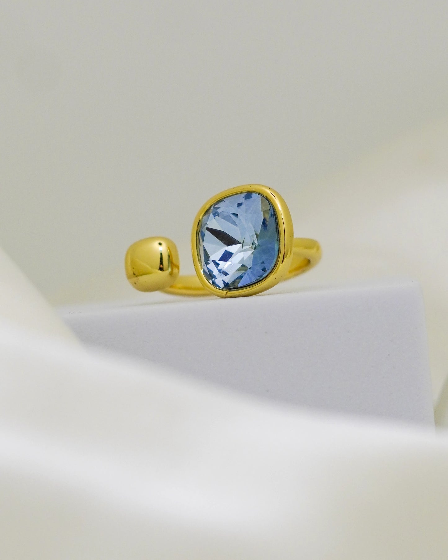 Azure Glow Adjustable Ring – 18K Gold Plated