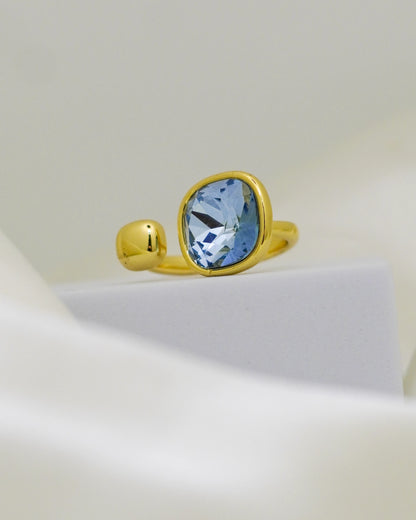Azure Glow Adjustable Ring – 18K Gold Plated
