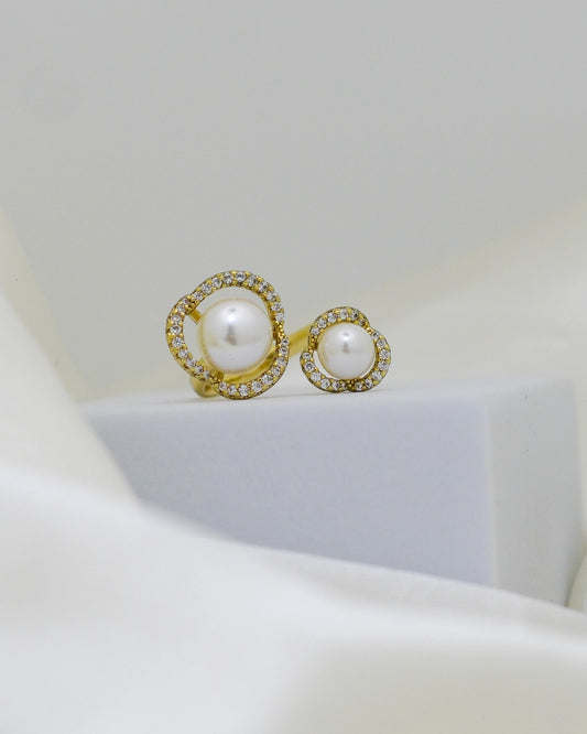 Pearl Elegance Adjustable Ring – 18K Gold Plated