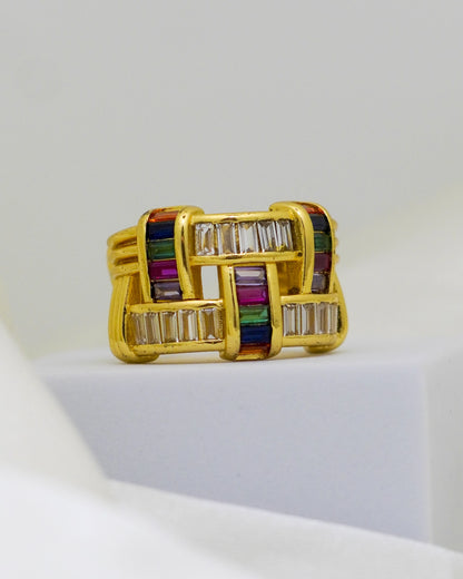 Prismatic Charm Adjustable Ring – 18K Gold Plated