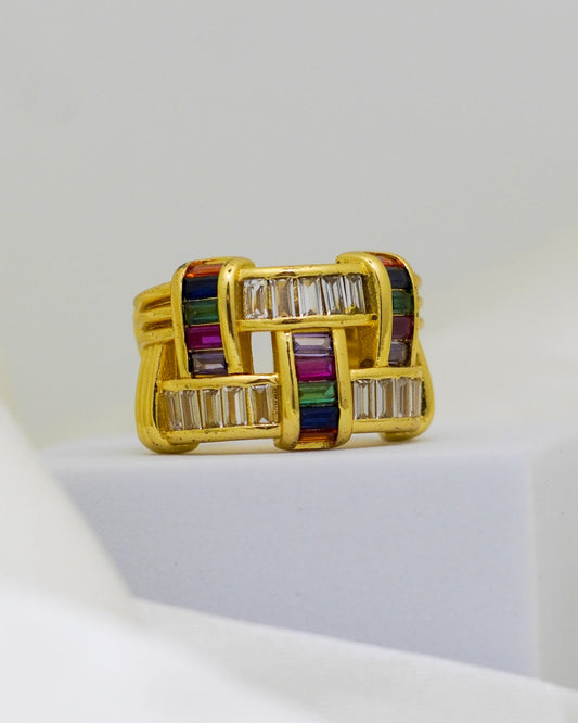 Prismatic Charm Adjustable Ring – 18K Gold Plated