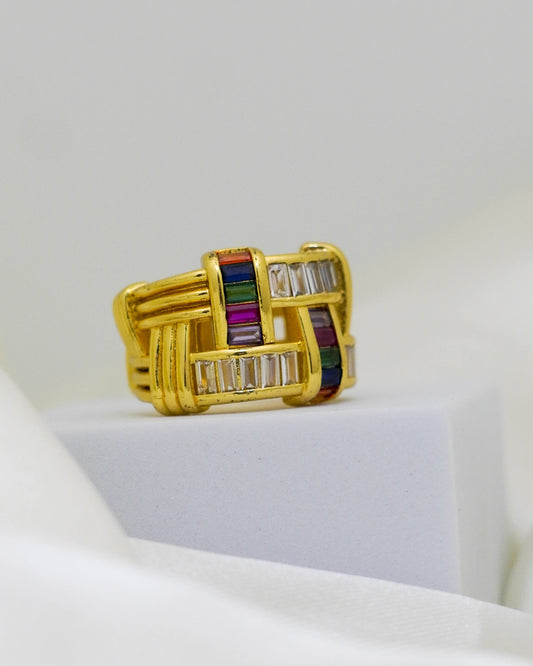 Prismatic Charm Adjustable Ring – 18K Gold Plated
